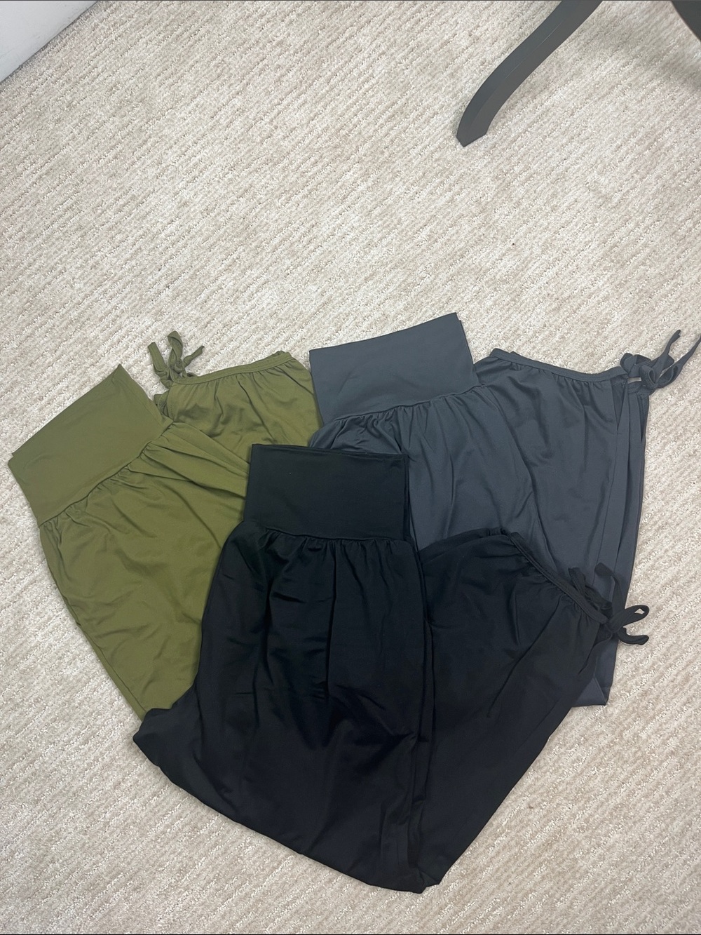 Dibaolong Yoga Pants Capri Loose Workout Olive, Black, Charcoal Bundle of three